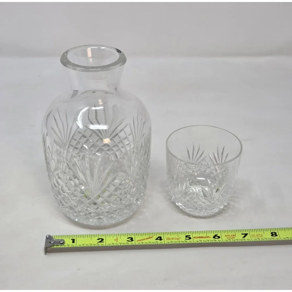 Cut Crystal Bedside Water Carafe & Tumbler Tumble-Up Night Set Retro 7